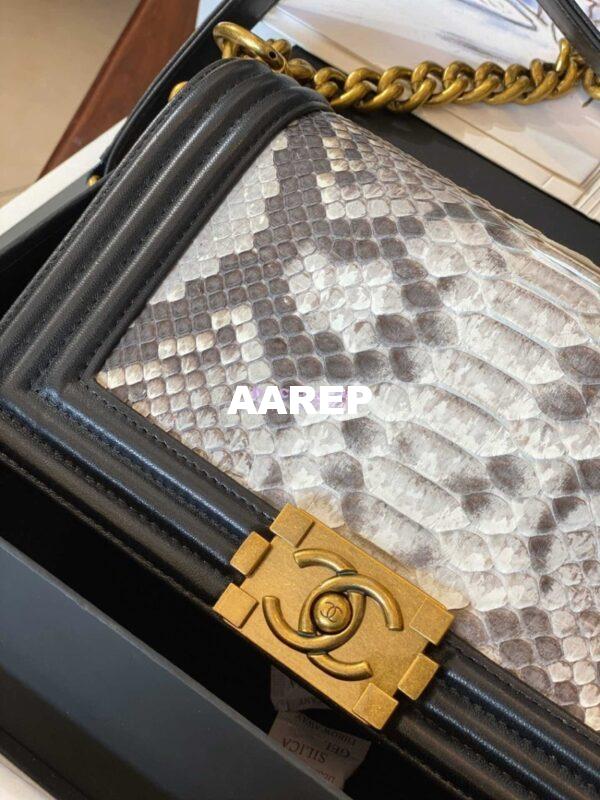 Replica Chanel Python Boy Chanel Flap Bag Ruthenium Hardware Black F02 5