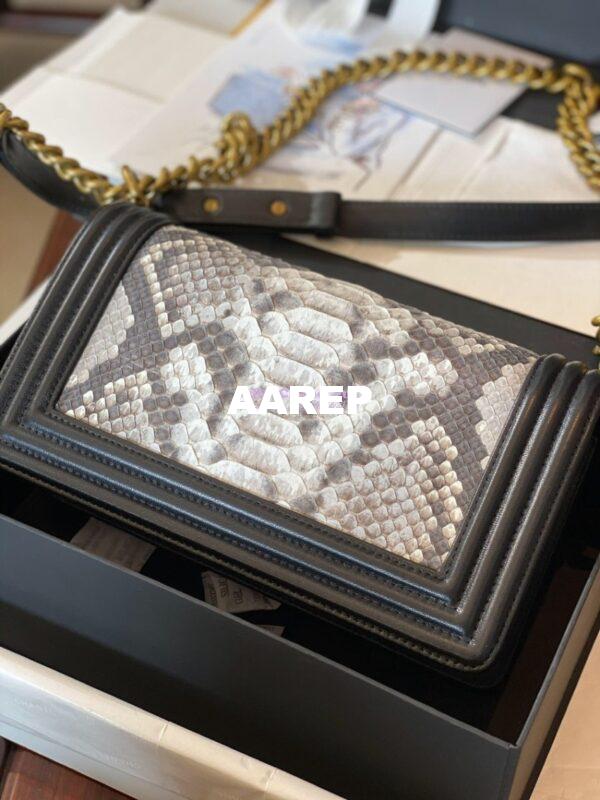 Replica Chanel Python Boy Chanel Flap Bag Ruthenium Hardware Black F02 9