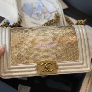 Replica Chanel Python Boy Chanel Flap Bag Ruthenium Hardware Metallic S08 2