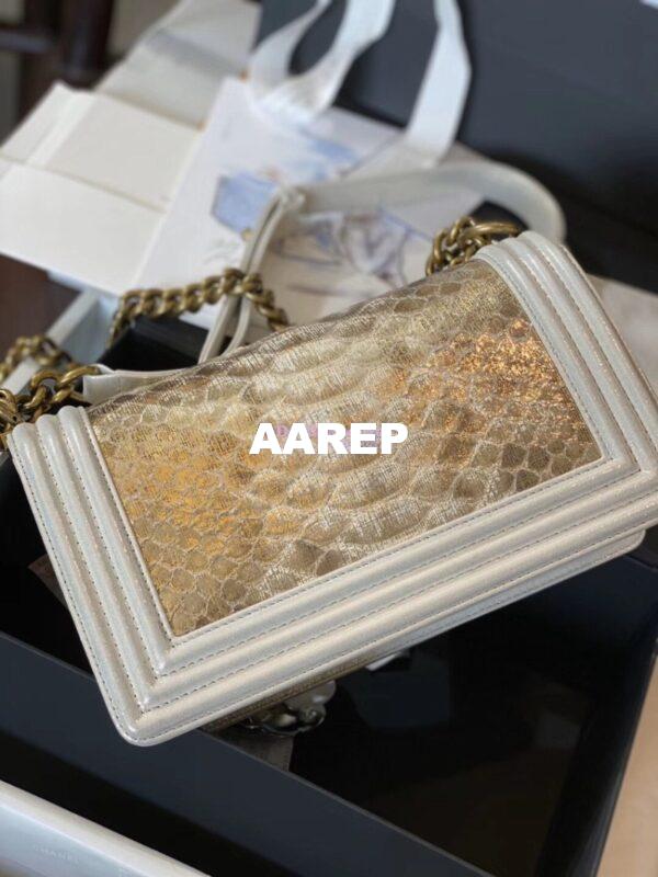 Replica Chanel Python Boy Chanel Flap Bag Ruthenium Hardware Metallic S08 7