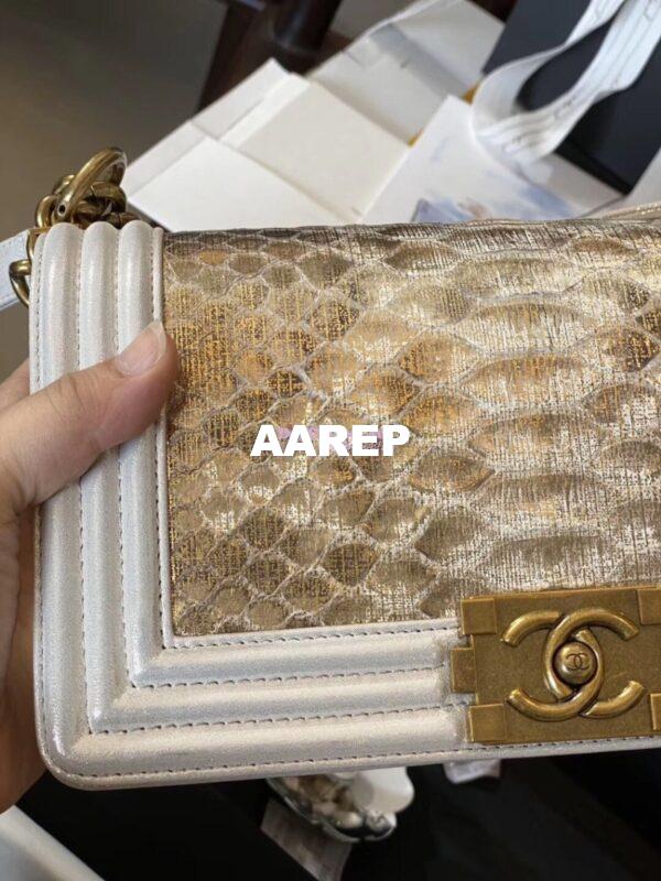 Replica Chanel Python Boy Chanel Flap Bag Ruthenium Hardware Metallic S08 8