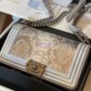 Replica Chanel Python Boy Chanel Flap Bag Ruthenium Hardware Metallic S08