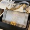 Replica Chanel Python Boy Chanel Flap Bag Ruthenium Hardware Ash Blue