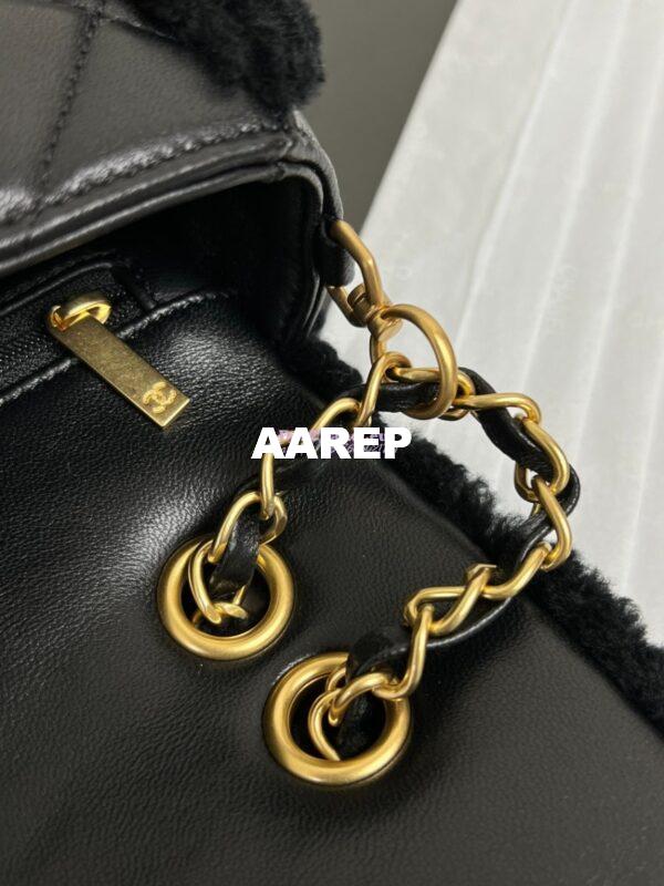 Replica Chanel 24P Flap Bag Shearling Lambskin AS5149 Black Limited Edition 10