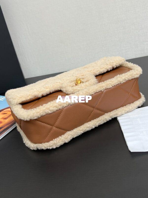 Replica Chanel 24P Flap Bag Shearling Lambskin AS5149 Beige Brown Limited Edition 4