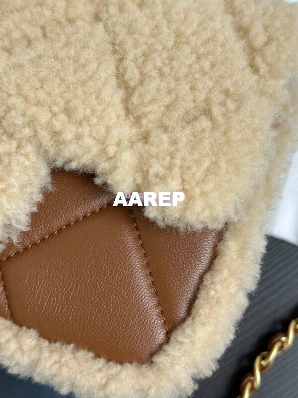 Replica Chanel 24P Mini Flap Bag Shearling Lambskin AS5148 Beige Brown Limited Edition 9