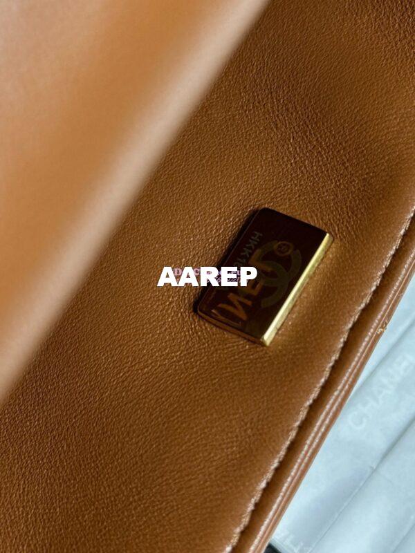 Replica Chanel 24P Mini Flap Bag Shearling Lambskin AS5148 Beige Brown Limited Edition 12