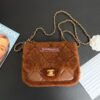 Replica Chanel 24P Mini Flap Bag Shearling Lambskin AS5148 Beige Brown Limited Edition