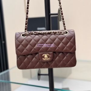 Replica Chanel Small Classic Double Flap Bag 23cm Lambskin Dark Brown