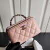 Replica Chanel New 24A Lambskin Vanity With Chain and Top Handle with Rhinestones AP3593 White