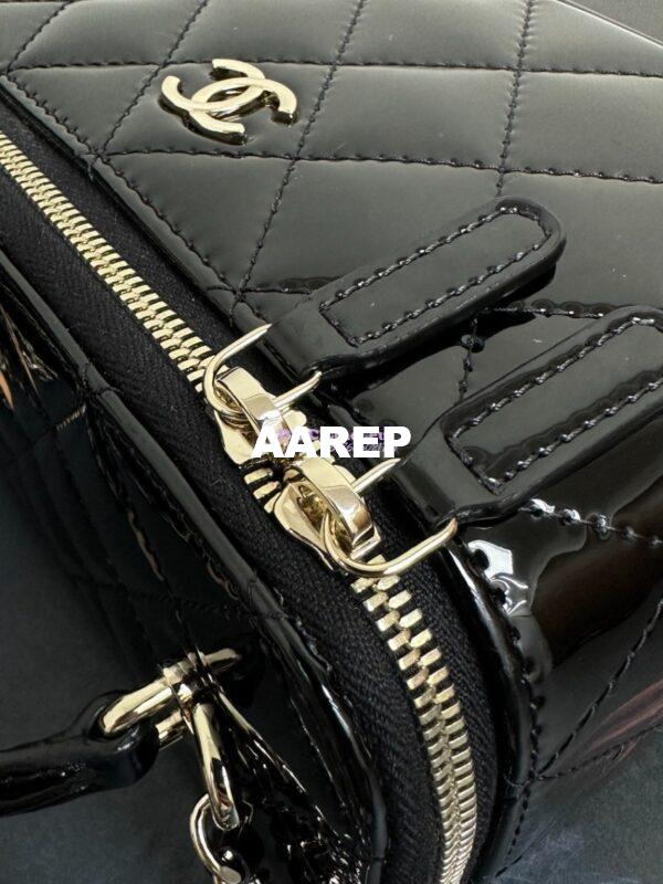 Replica Chanel New 24A Glossy Calfskin Vanity With Chain and Top Handle AP2199 Black 7