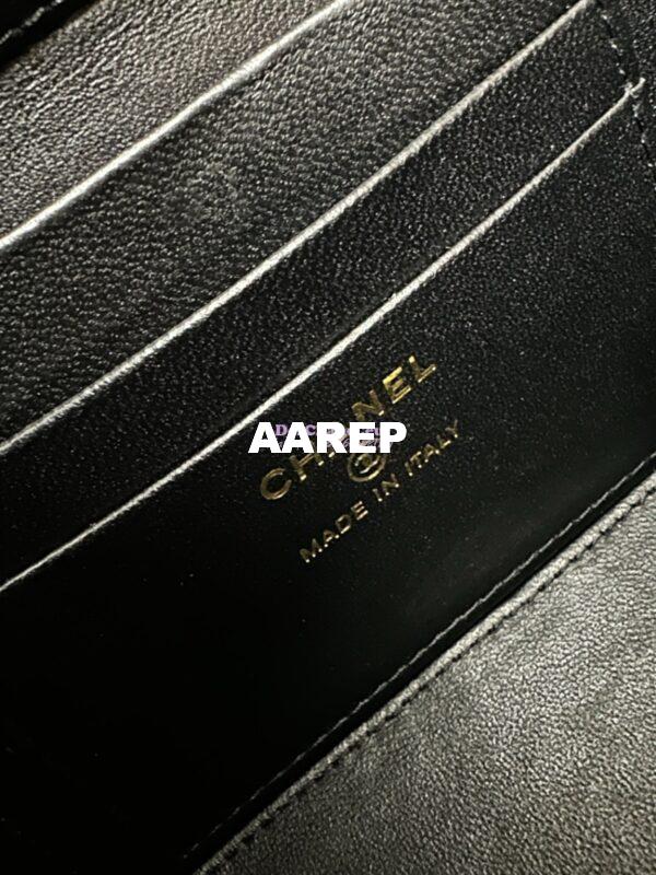 Replica Chanel New 24A Glossy Calfskin Vanity With Chain and Top Handle AP2199 Black 8