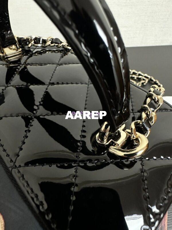 Replica Chanel New 24A Glossy Calfskin Vanity With Chain and Top Handle AP2199 Black 10