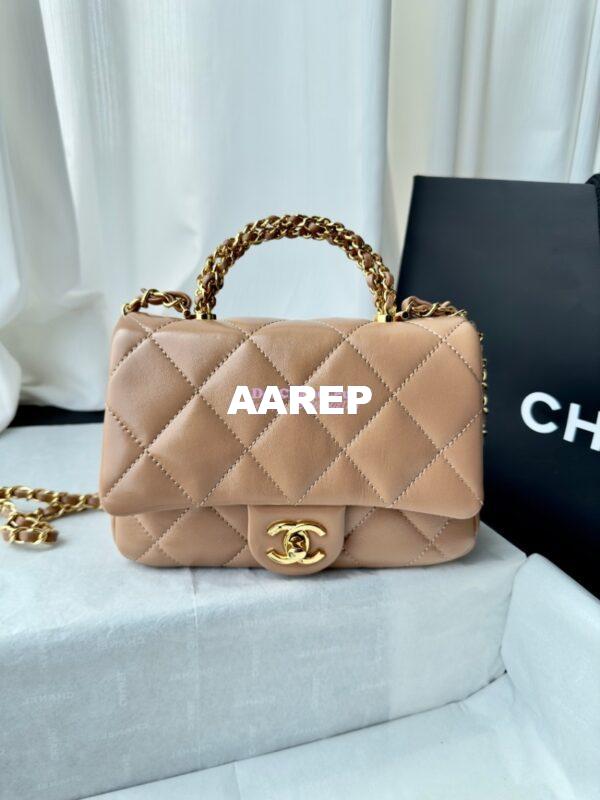 Replica Chanel Mini Flap Bag With Top Handle AS5032 Beige