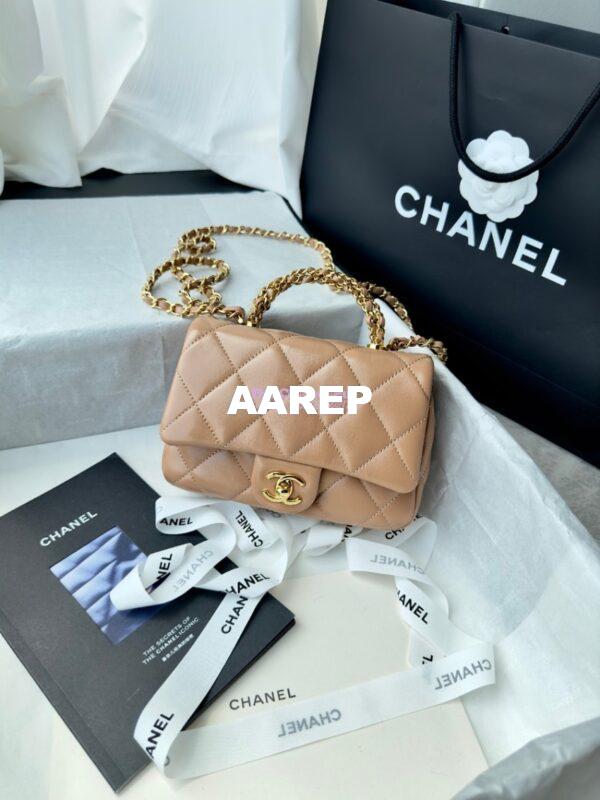 Replica Chanel Mini Flap Bag With Top Handle AS5032 Beige 2