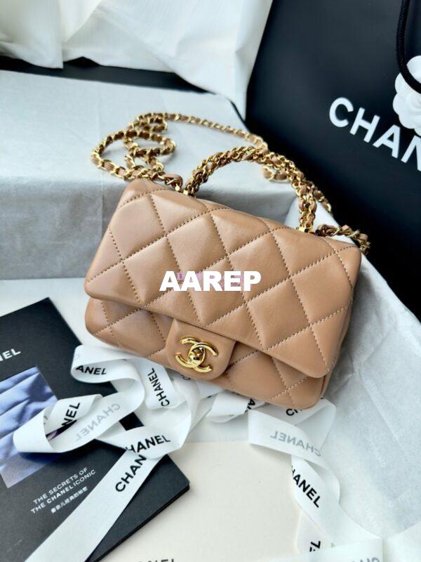 Replica Chanel Mini Flap Bag With Top Handle AS5032 Beige 3