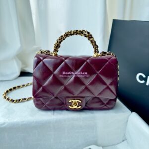 Replica Chanel Mini Flap Bag With Top Handle AS5032 Burgundy 2