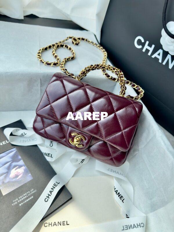 Replica Chanel Mini Flap Bag With Top Handle AS5032 Burgundy 5