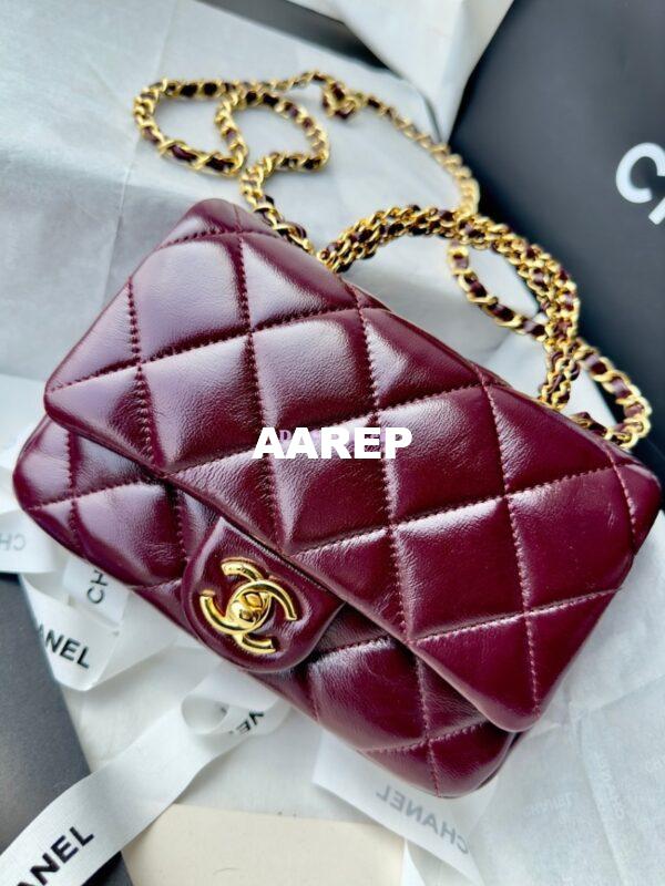 Replica Chanel Mini Flap Bag With Top Handle AS5032 Burgundy 6