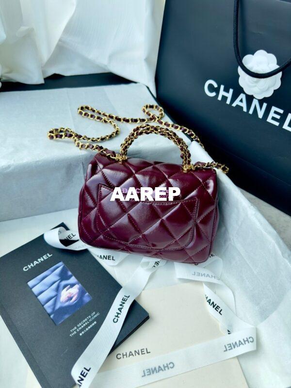Replica Chanel Mini Flap Bag With Top Handle AS5032 Burgundy 9