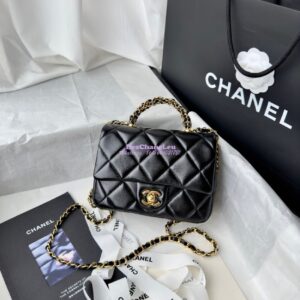 Replica Chanel Mini Flap Bag With Top Handle AS5032 Black