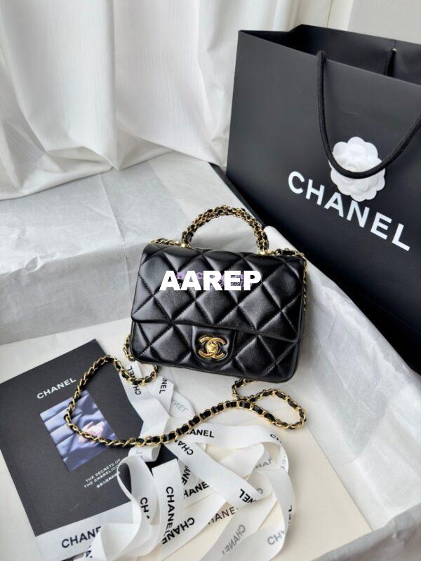 Replica Chanel Mini Flap Bag With Top Handle AS5032 Black 3