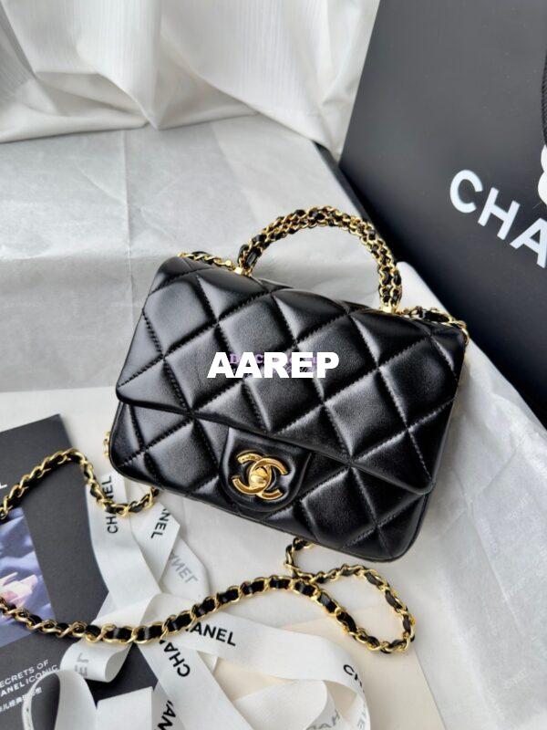 Replica Chanel Mini Flap Bag With Top Handle AS5032 Black 5