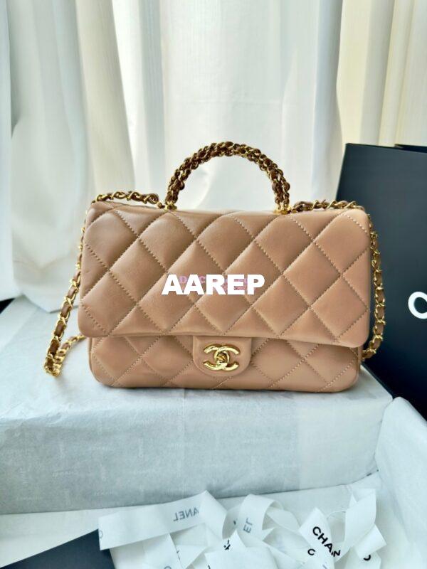 Replica Chanel Mini Flap Bag With Top Handle AS5043 Beige 3