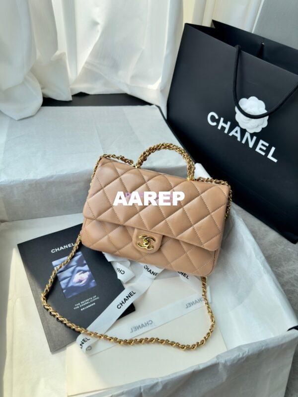 Replica Chanel Mini Flap Bag With Top Handle AS5043 Beige 4