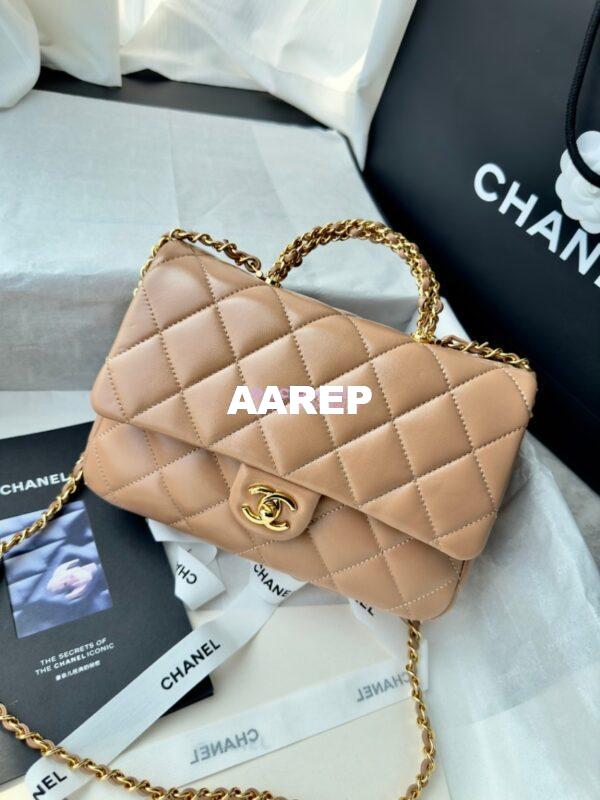Replica Chanel Mini Flap Bag With Top Handle AS5043 Beige 5