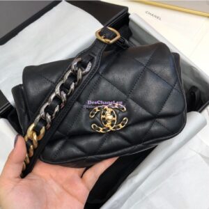Replica Chanel 19 Waist Bag Lambskin Black AS1163