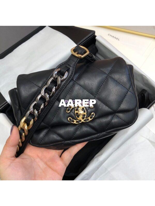Replica Chanel 19 Waist Bag Lambskin Black AS1163