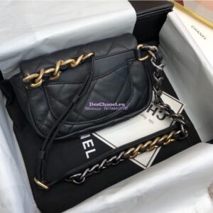 Replica Chanel 19 Waist Bag Lambskin Black AS1163 2