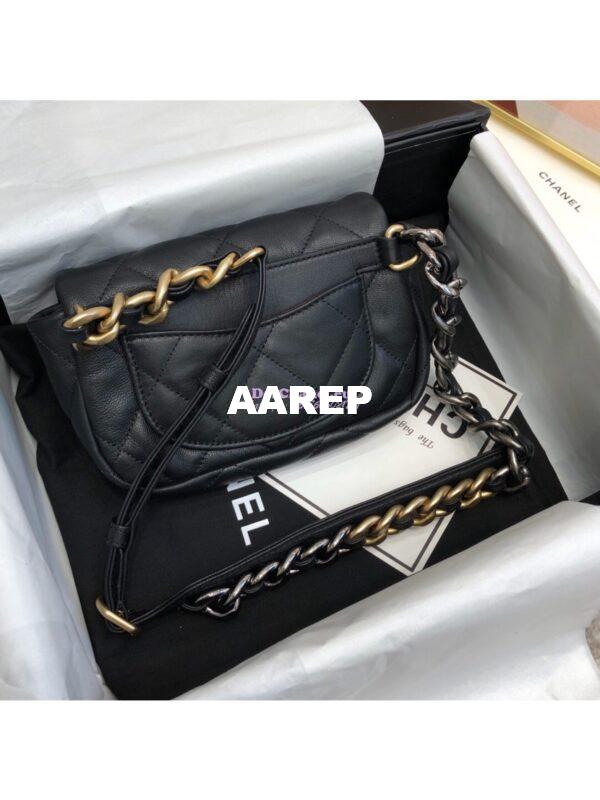 Replica Chanel 19 Waist Bag Lambskin Black AS1163 2