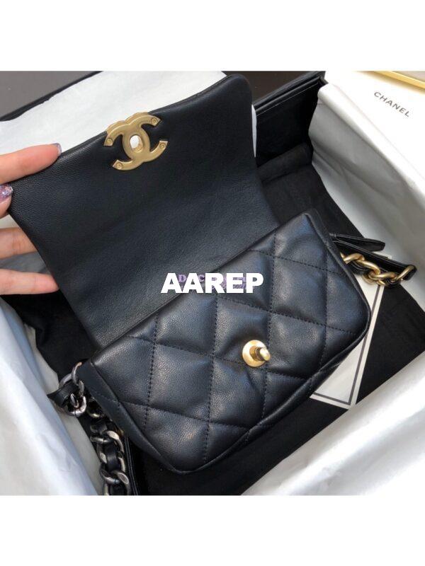 Replica Chanel 19 Waist Bag Lambskin Black AS1163 7