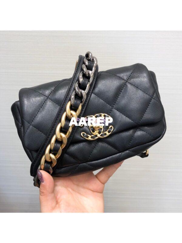 Replica Chanel 19 Waist Bag Lambskin Black AS1163 9