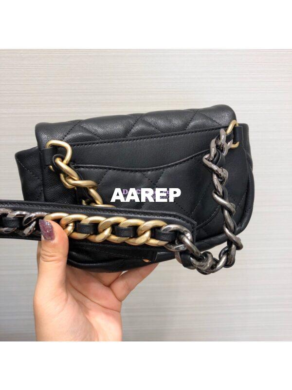 Replica Chanel 19 Waist Bag Lambskin Black AS1163 10
