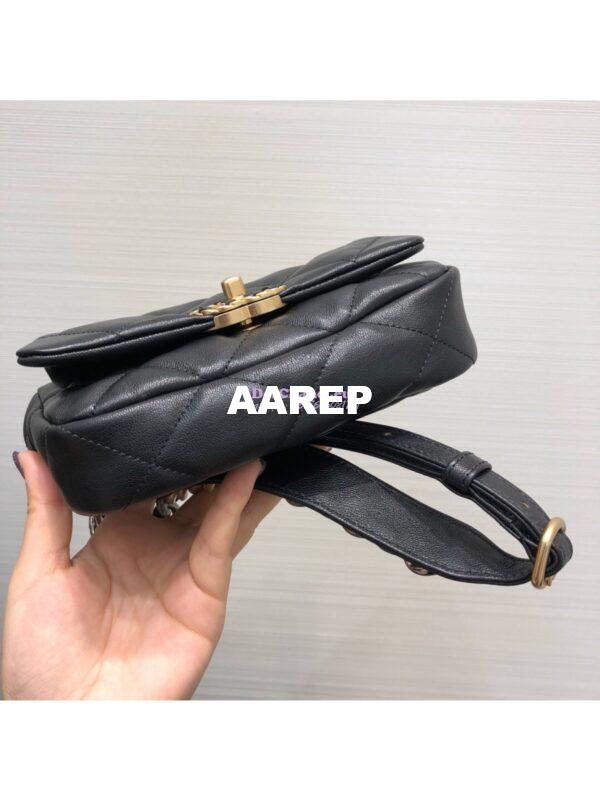 Replica Chanel 19 Waist Bag Lambskin Black AS1163 12