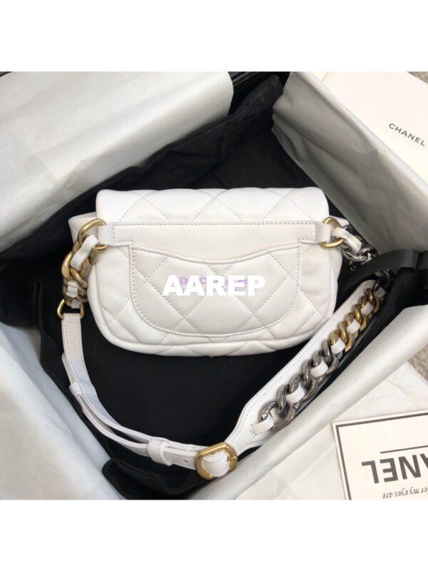 Replica Chanel 19 Waist Bag Lambskin White AS1163 2