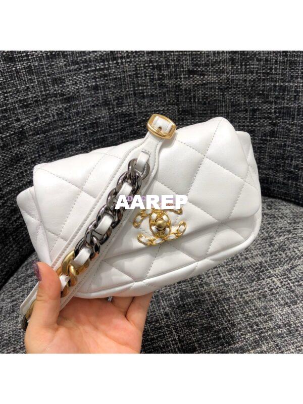 Replica Chanel 19 Waist Bag Lambskin White AS1163 9