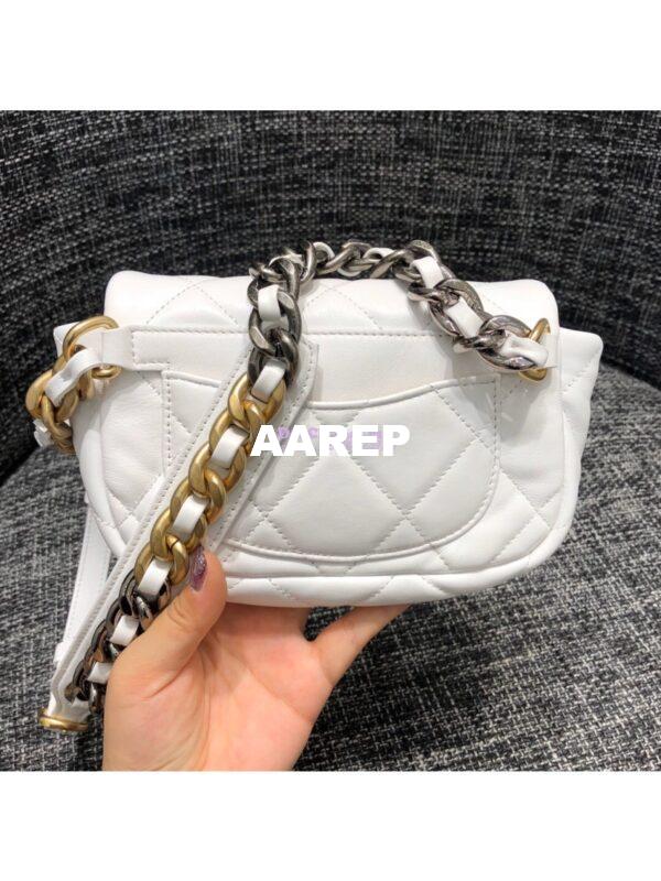 Replica Chanel 19 Waist Bag Lambskin White AS1163 10