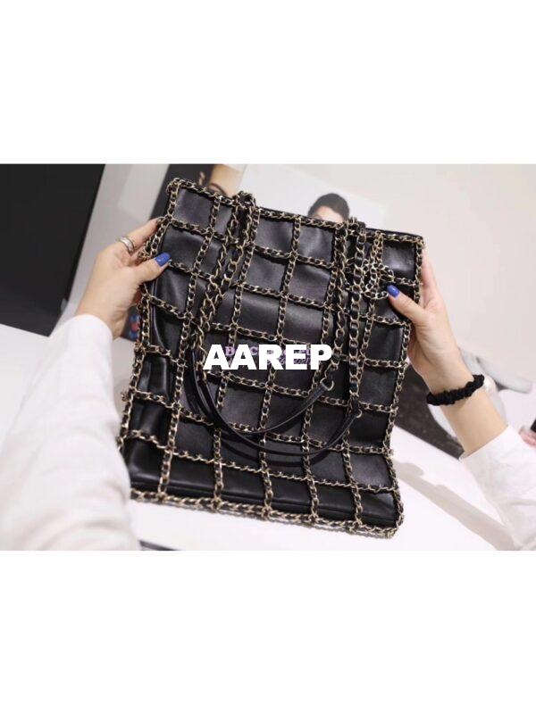Replica Chanel Lambskin Shopping Bag AS1383 Black