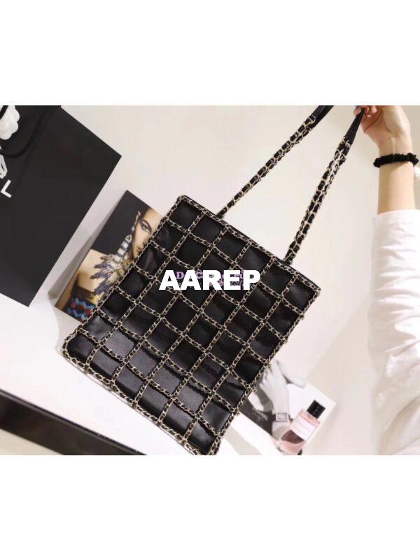 Replica Chanel Lambskin Shopping Bag AS1383 Black 7