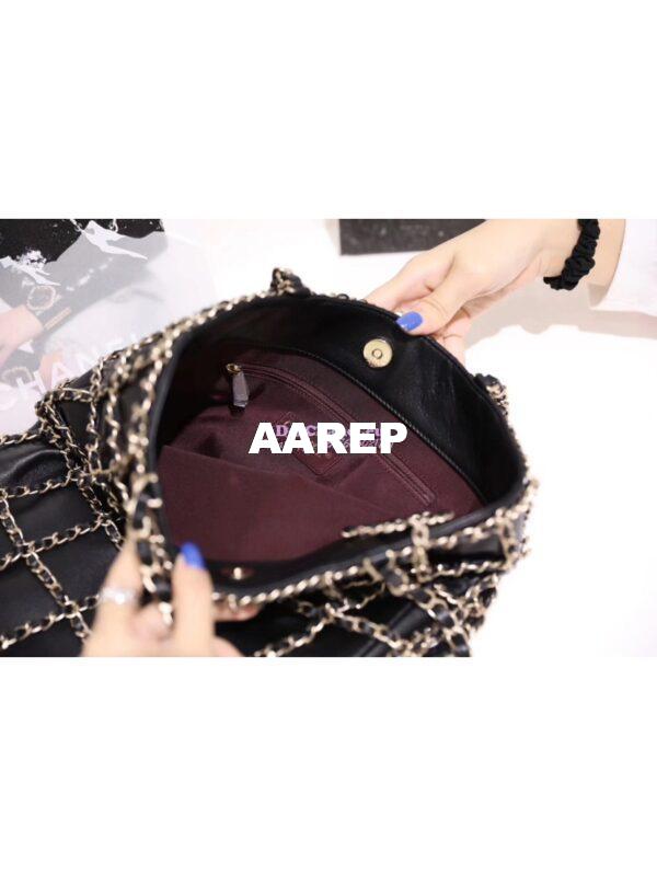 Replica Chanel Lambskin Shopping Bag AS1383 Black 8