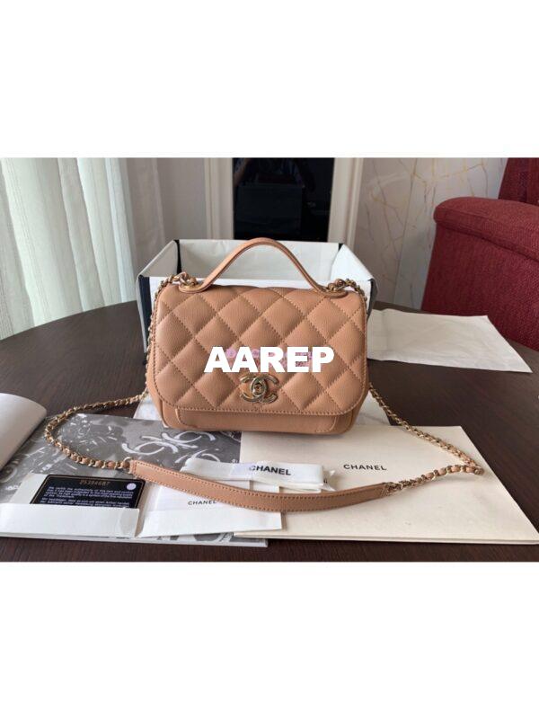 Replica Chanel Business Affinity Small Flap Bag with Top Handle A93749 Beige 3