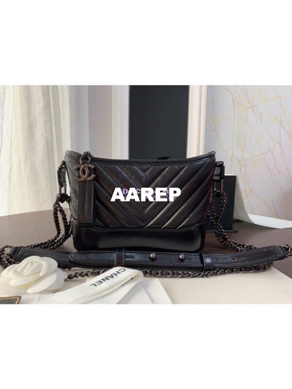 Replica Chanel Gabrielle Bag in Chevron So Black