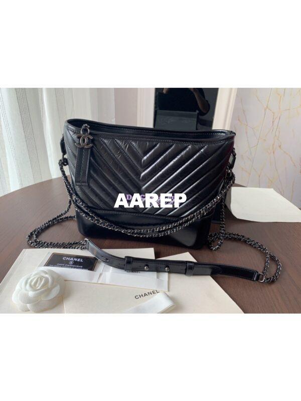 Replica Chanel Gabrielle Bag in Chevron So Black 9