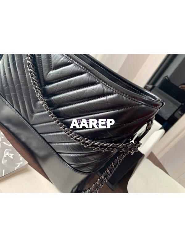 Replica Chanel Gabrielle Bag in Chevron So Black 10