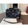 Replica Chanel CC 19s Iridescent Grainy Calfskin Wallet On Chain WOC Bag Dark Blue 2