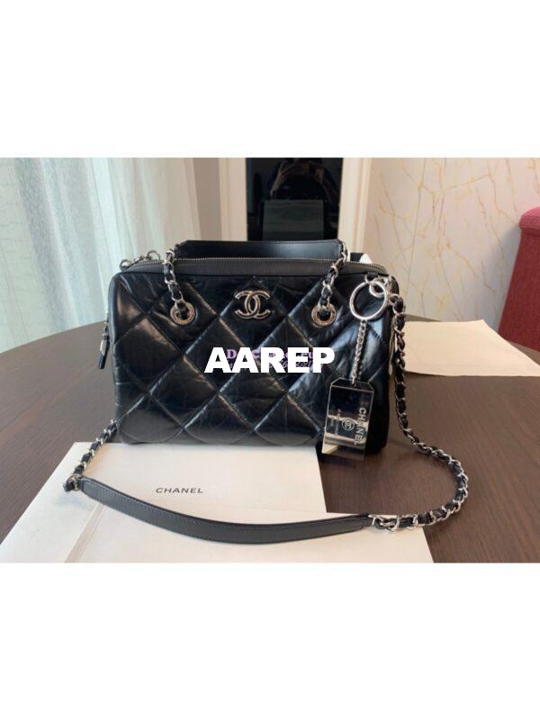 Replica Chanel Small Bowling Bag in Calfskin AS1321 Black 3